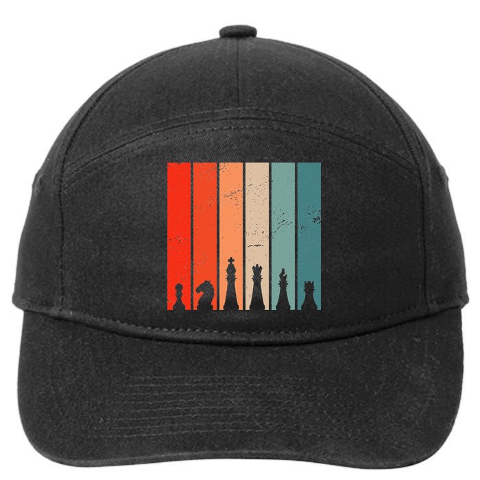 Retro Chess Chessboard Chess Character Chess Pieces 7-Panel Snapback Hat