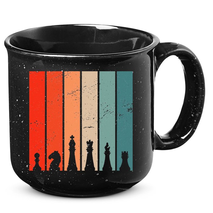 Retro Chess Chessboard Chess Character Chess Pieces 15oz Campfire Ceramic Mug
