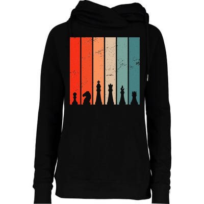 Retro Chess Chessboard Chess Character Chess Pieces Womens Funnel Neck Pullover Hood