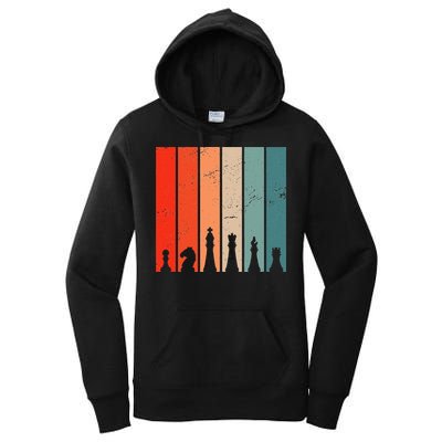 Retro Chess Chessboard Chess Character Chess Pieces Women's Pullover Hoodie