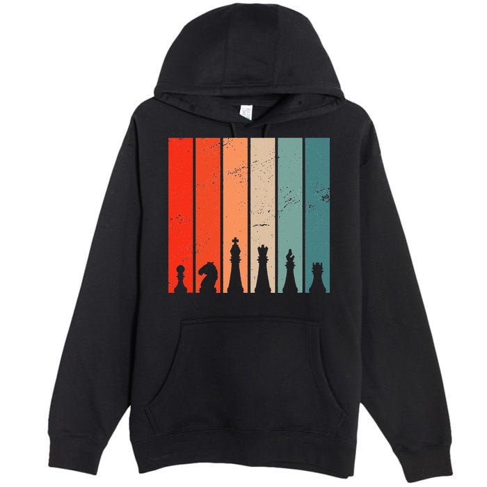 Retro Chess Chessboard Chess Character Chess Pieces Premium Pullover Hoodie