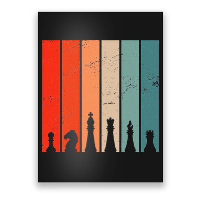 Retro Chess Chessboard Chess Character Chess Pieces Poster