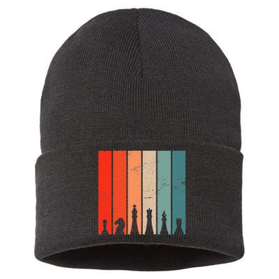 Retro Chess Chessboard Chess Character Chess Pieces Sustainable Knit Beanie