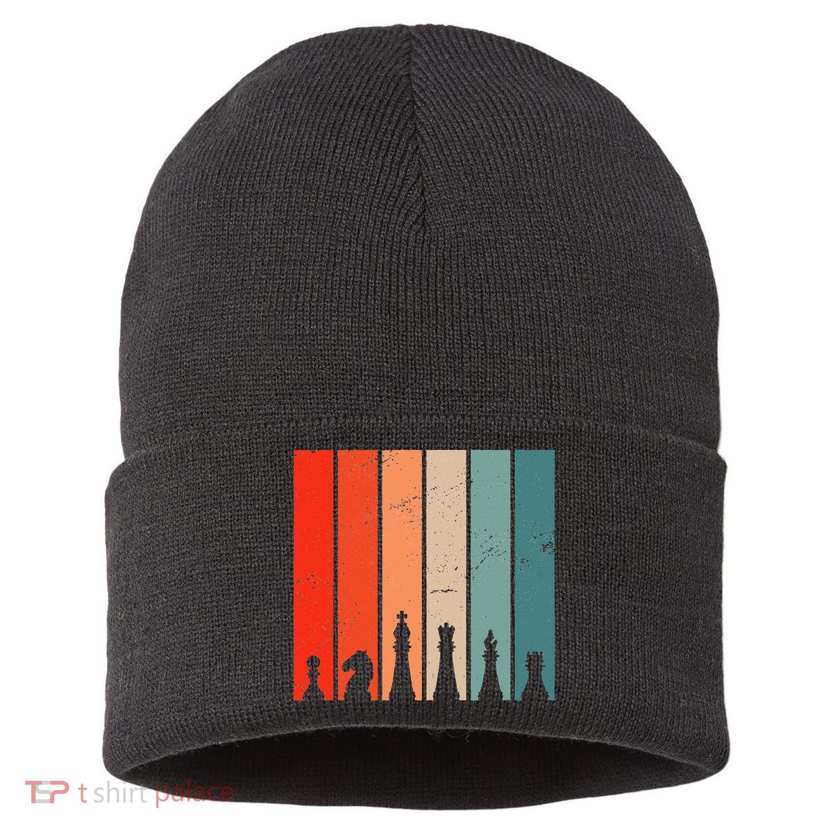 Retro Chess Chessboard Chess Character Chess Pieces Sustainable Knit Beanie