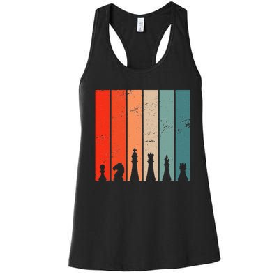 Retro Chess Chessboard Chess Character Chess Pieces Women's Racerback Tank