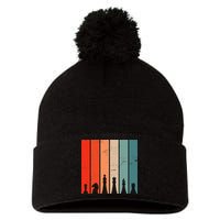 Retro Chess Chessboard Chess Character Chess Pieces Pom Pom 12in Knit Beanie