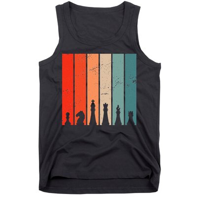 Retro Chess Chessboard Chess Character Chess Pieces Tank Top