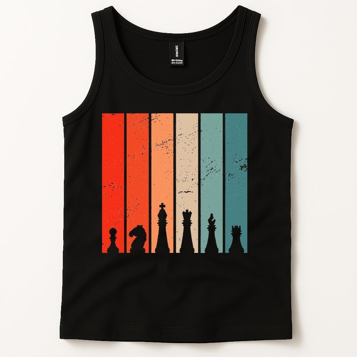 Retro Chess Chessboard Chess Character Chess Pieces Tank Top