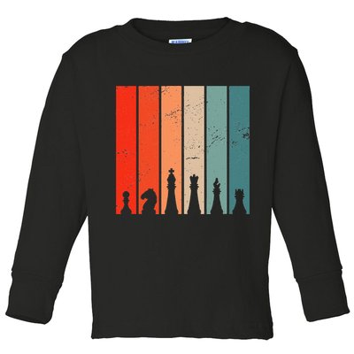 Retro Chess Chessboard Chess Character Chess Pieces Toddler Long Sleeve Shirt