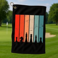 Retro Chess Chessboard Chess Character Chess Pieces Golf Towel