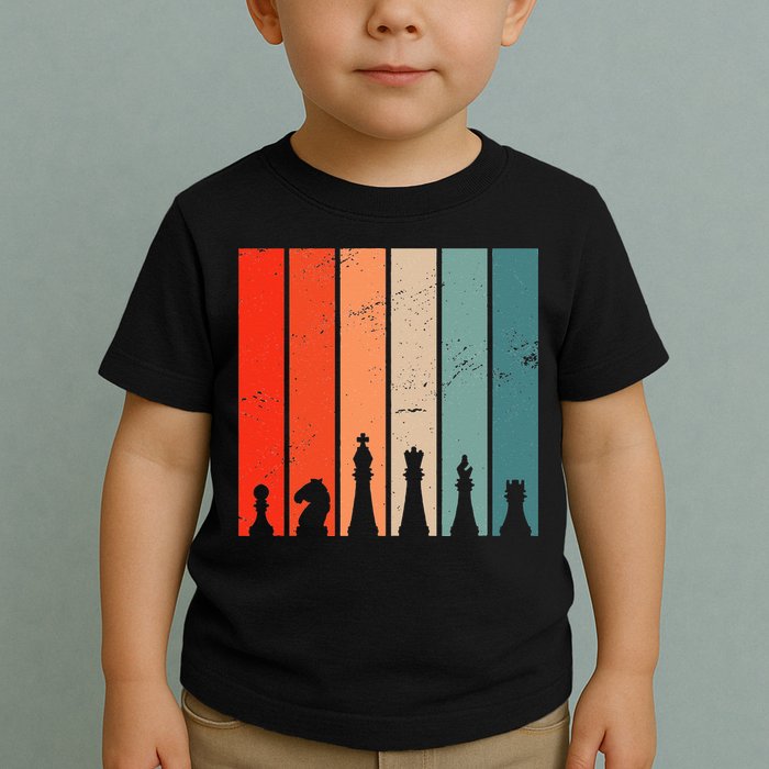 Retro Chess Chessboard Chess Character Chess Pieces Toddler T-Shirt