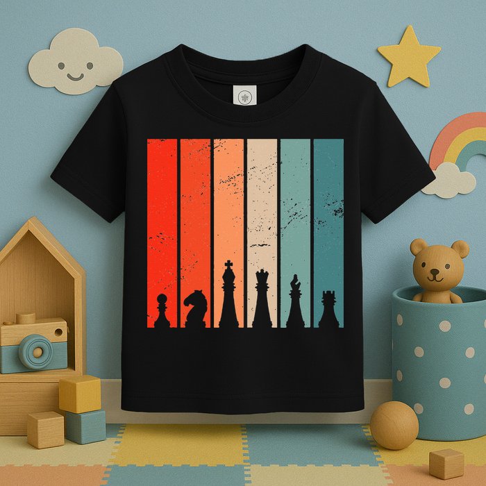 Retro Chess Chessboard Chess Character Chess Pieces Toddler T-Shirt