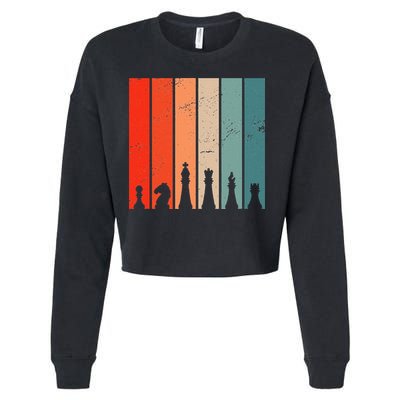 Retro Chess Chessboard Chess Character Chess Pieces Cropped Pullover Crew