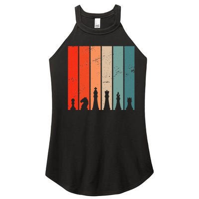 Retro Chess Chessboard Chess Character Chess Pieces Women's Perfect Tri Rocker Tank