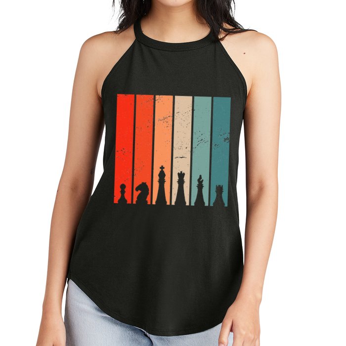 Retro Chess Chessboard Chess Character Chess Pieces Women's Perfect Tri Rocker Tank