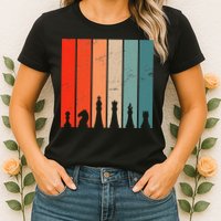 Retro Chess Chessboard Chess Character Chess Pieces Womens T-Shirt