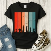 Retro Chess Chessboard Chess Character Chess Pieces Womens T-Shirt