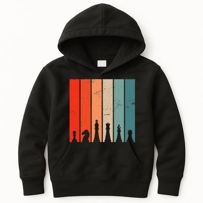 Retro Chess Chessboard Chess Character Chess Pieces Kids Hoodie