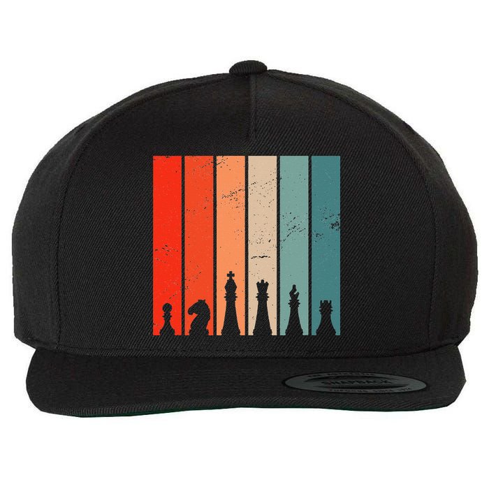 Retro Chess Chessboard Chess Character Chess Pieces Wool Snapback Cap