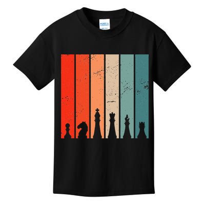 Retro Chess Chessboard Chess Character Chess Pieces Kids T-Shirt