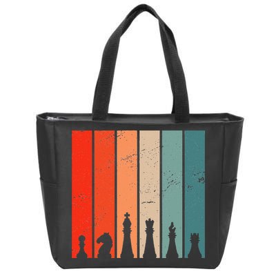 Retro Chess Chessboard Chess Character Chess Pieces Zip Tote Bag