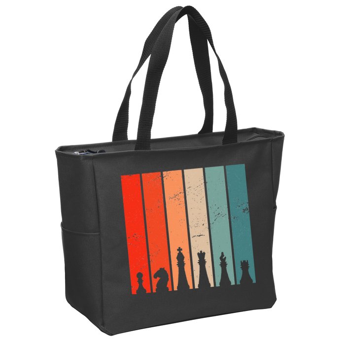 Retro Chess Chessboard Chess Character Chess Pieces Zip Tote Bag