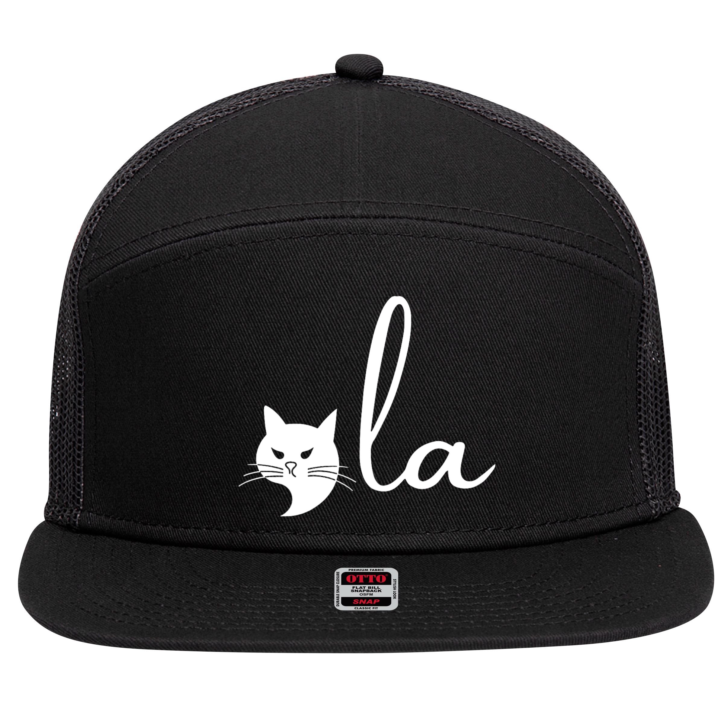 Retro Cat Comma La Kamala Harris For President 2024 Election 7 Panel Mesh Trucker Snapback Hat