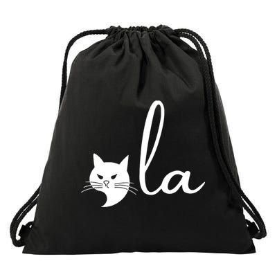 Retro Cat Comma La Kamala Harris For President 2024 Election Drawstring Bag