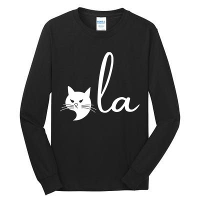 Retro Cat Comma La Kamala Harris For President 2024 Election Tall Long Sleeve T-Shirt