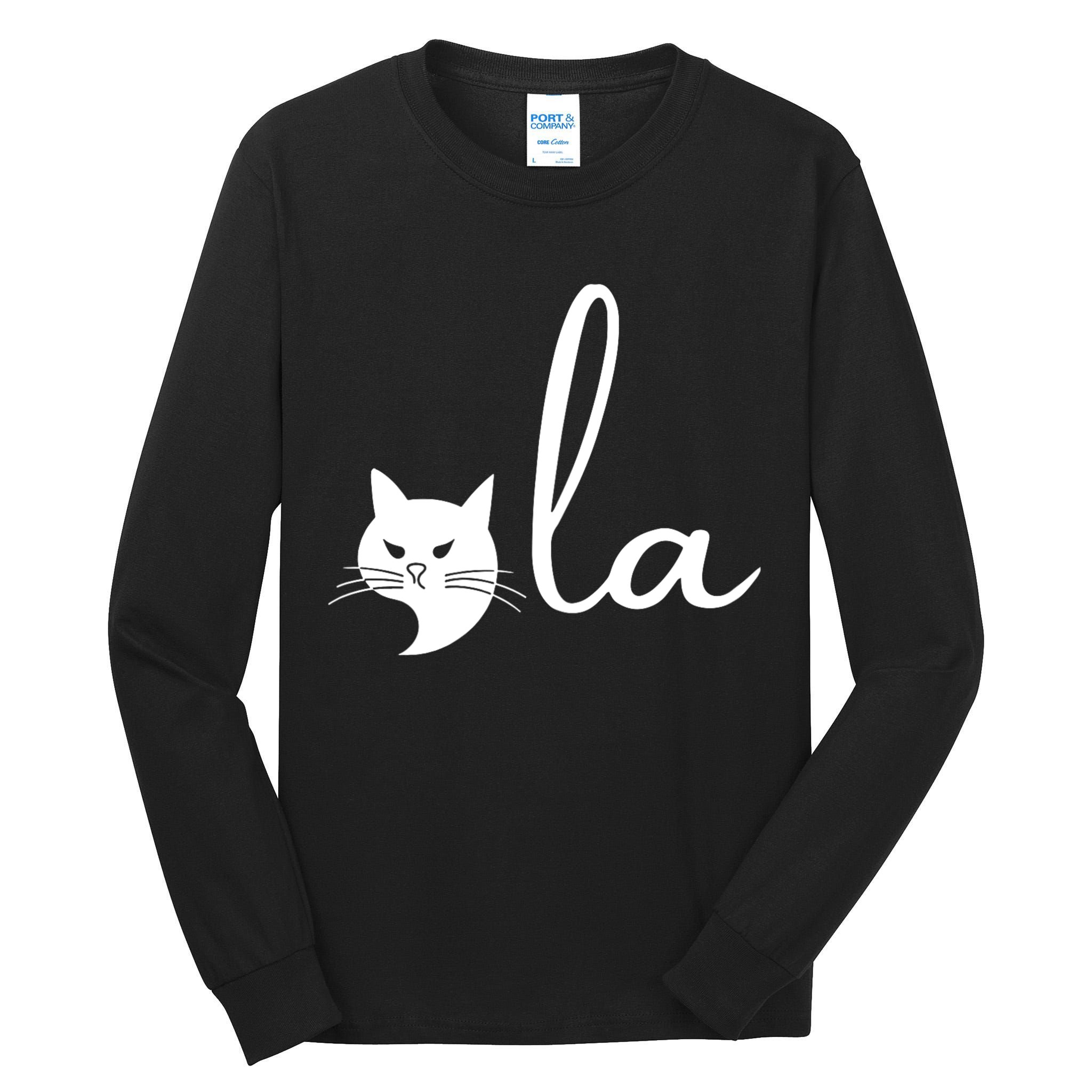 Retro Cat Comma La Kamala Harris For President 2024 Election Tall Long Sleeve T-Shirt