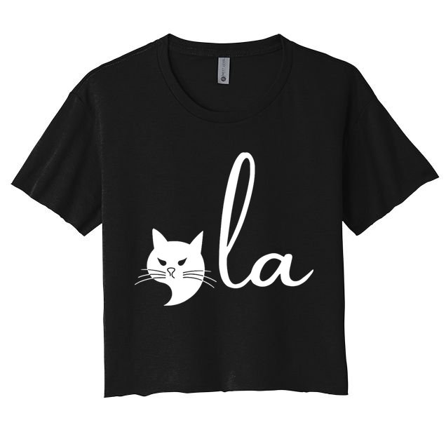 Retro Cat Comma La Kamala Harris For President 2024 Election Crop Top