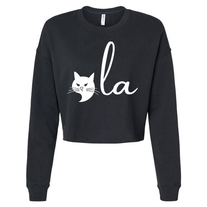 Retro Cat Comma La Kamala Harris For President 2024 Election Cropped Pullover Crew