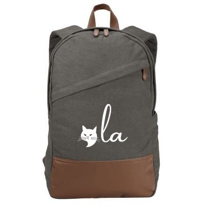 Retro Cat Comma La Kamala Harris For President 2024 Election Cotton Canvas Backpack