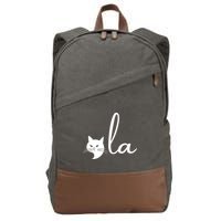 Retro Cat Comma La Kamala Harris For President 2024 Election Cotton Canvas Backpack