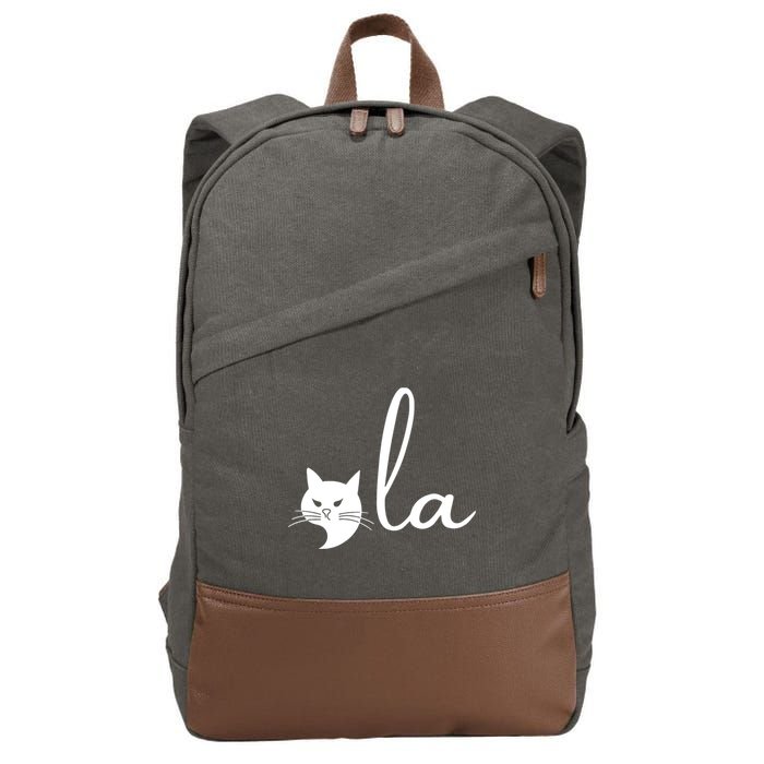 Retro Cat Comma La Kamala Harris For President 2024 Election Cotton Canvas Backpack