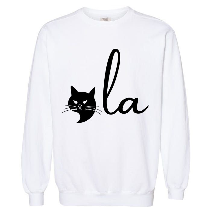 Retro Cat Comma La Kamala Harris For President 2024 Election Garment-Dyed Sweatshirt