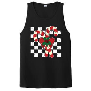 Retro Candy Cane Trendy Checkered Christmas Holiday PosiCharge Competitor Tank