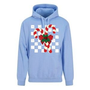 Retro Candy Cane Trendy Checkered Christmas Holiday Unisex Surf Hoodie