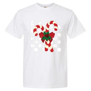 Retro Candy Cane Trendy Checkered Christmas Holiday Garment-Dyed Heavyweight T-Shirt