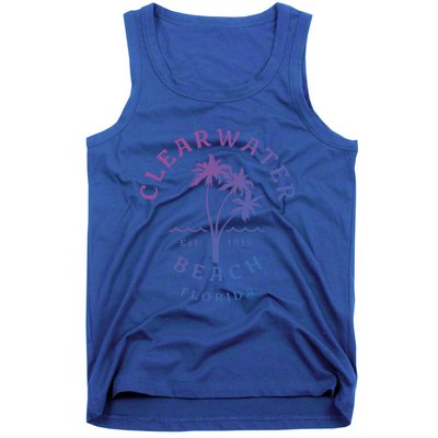 Retro Cool Clearwater Beach Original Florida Beach Palm Tree Gift Tank Top