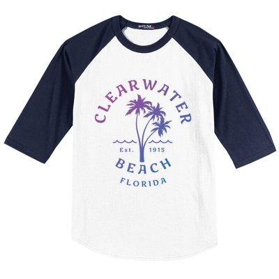 Retro Cool Clearwater Beach Original Florida Beach Palm Tree Gift Baseball Sleeve Shirt