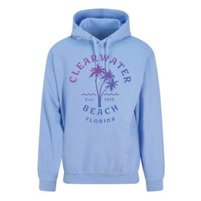 Retro Cool Clearwater Beach Original Florida Beach Palm Tree Gift Unisex Surf Hoodie