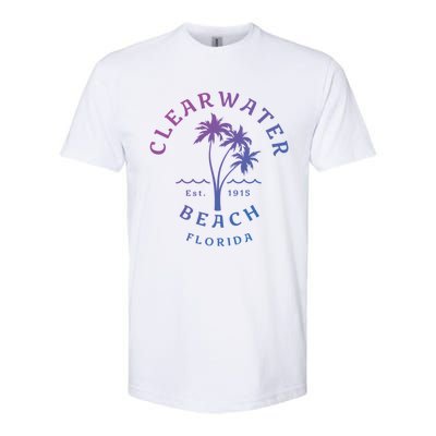 Retro Cool Clearwater Beach Original Florida Beach Palm Tree Gift Softstyle CVC T-Shirt