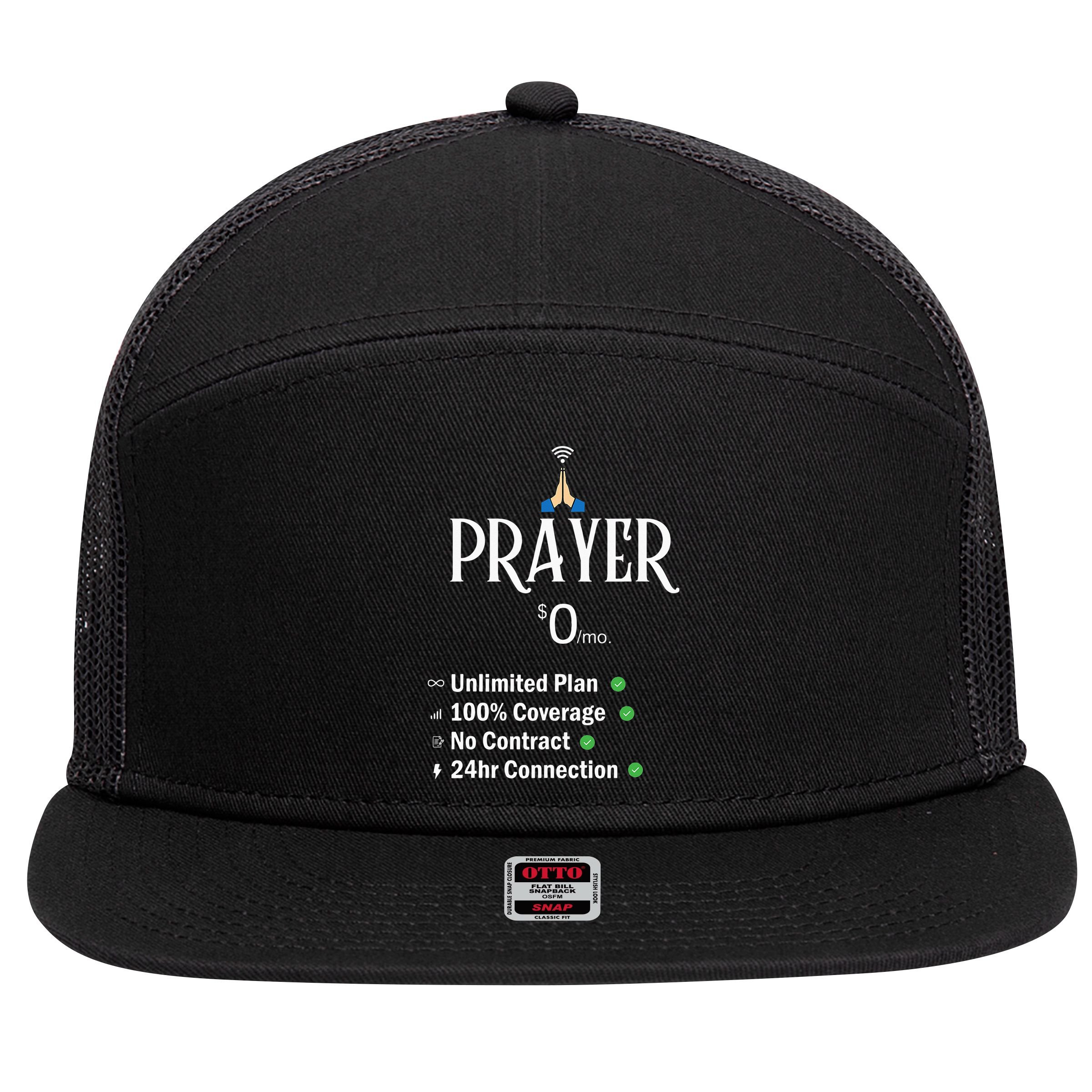 retro Christian Catholic Prayer About Jesus 7 Panel Mesh Trucker Snapback Hat