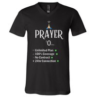 retro Christian Catholic Prayer About Jesus V-Neck T-Shirt