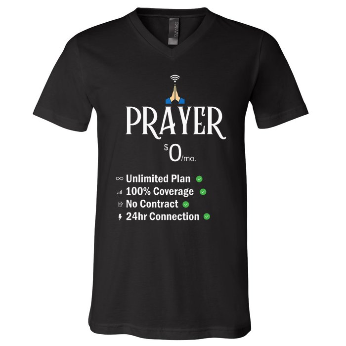 retro Christian Catholic Prayer About Jesus V-Neck T-Shirt