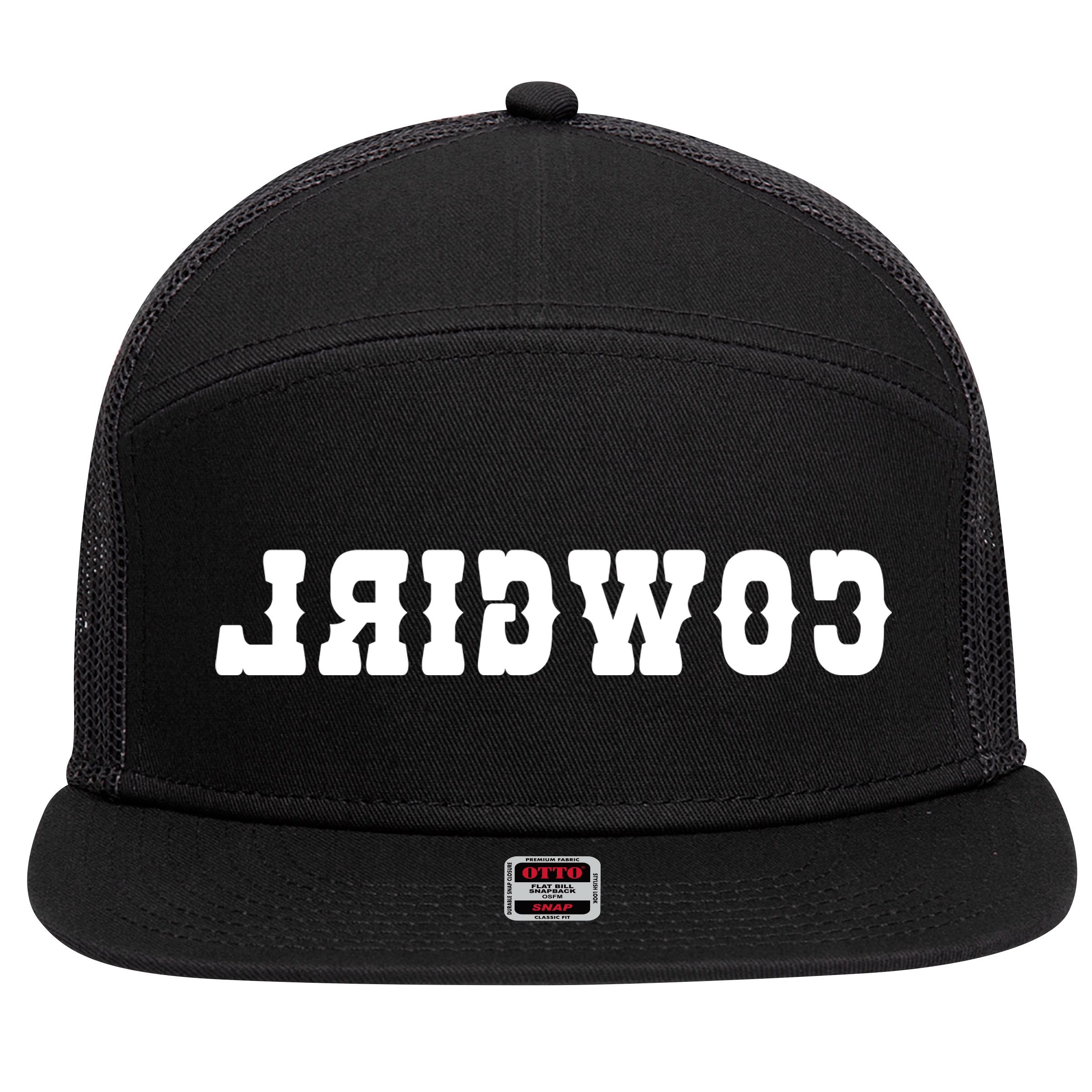REVERSE Cowgirl Classic Logo 7 Panel Mesh Trucker Snapback Hat