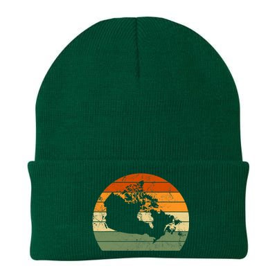 Retro Canada Canadian Map Sunset Canada Day Knit Cap Winter Beanie