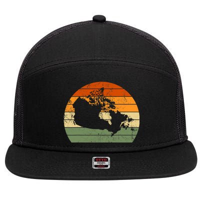 Retro Canada Canadian Map Sunset Canada Day 7 Panel Mesh Trucker Snapback Hat