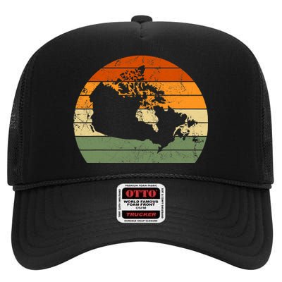 Retro Canada Canadian Map Sunset Canada Day High Crown Mesh Back Trucker Hat